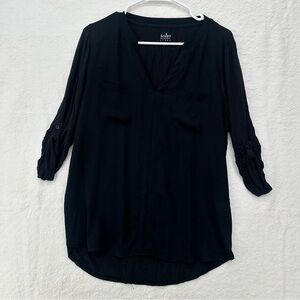 New York & Company SoHo Jeans Black Office Wear Blouse